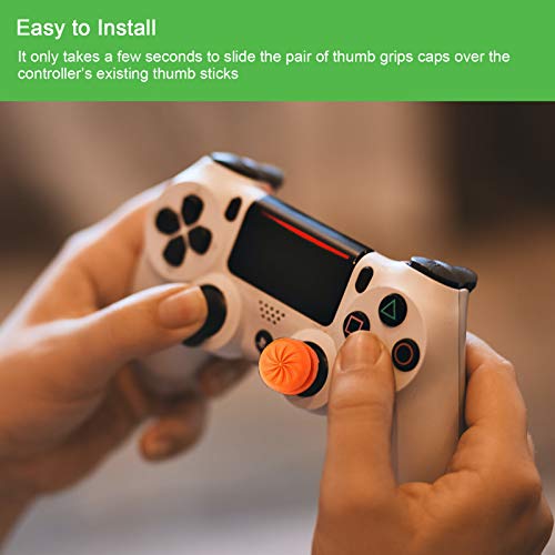 TEUVO Thumbsticks, Silicona Thumbsticks Grips Gorras para PS4 Joystick y para PS5 Joystick a Aumentar Precisión, Objetivo y Consuelo, Naranja, 2 Pcs