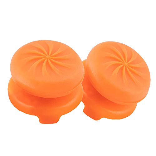 TEUVO Thumbsticks, Silicona Thumbsticks Grips Gorras para PS4 Joystick y para PS5 Joystick a Aumentar Precisión, Objetivo y Consuelo, Naranja, 2 Pcs