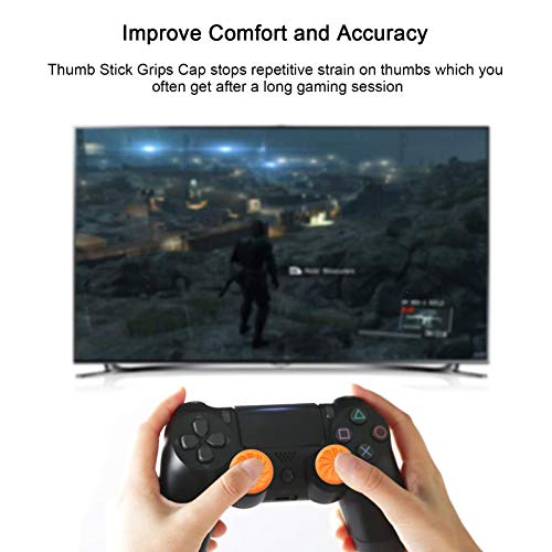 TEUVO Thumbsticks, Silicona Thumbsticks Grips Gorras para PS4 Joystick y para PS5 Joystick a Aumentar Precisión, Objetivo y Consuelo, Naranja, 2 Pcs