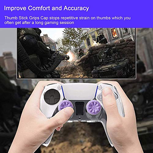 TEUVO Thumbsticks, Silicona Thumbsticks Grips Gorras para PS4 Joystick y para PS5 Joystick a Ayuda con Control y Reducir Pulgarcito Fatiga, Púrpura, 2 Pcs