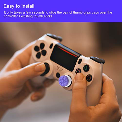 TEUVO Thumbsticks, Silicona Thumbsticks Grips Gorras para PS4 Joystick y para PS5 Joystick a Ayuda con Control y Reducir Pulgarcito Fatiga, Púrpura, 2 Pcs