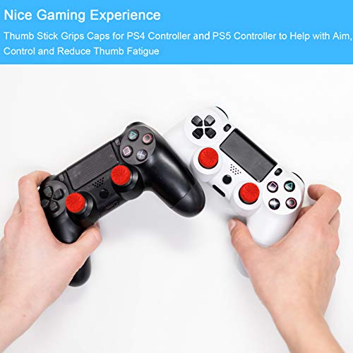 TEUVO Thumbsticks, Silicona Thumbsticks Grips Gorras para PS4 Joystick y para PS5 Joystick a Ayuda con Control y Reducir Pulgarcito Fatiga, Rojo, 2 Pcs