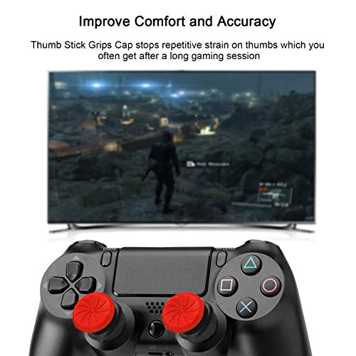 TEUVO Thumbsticks, Silicona Thumbsticks Grips Gorras para PS4 Joystick y para PS5 Joystick a Ayuda con Control y Reducir Pulgarcito Fatiga, Rojo, 2 Pcs