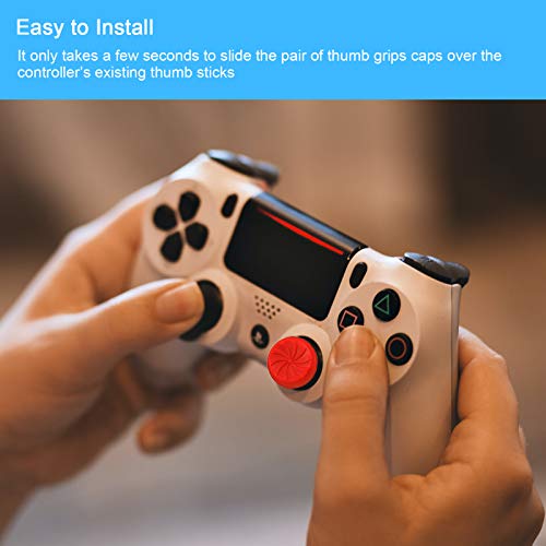 TEUVO Thumbsticks, Silicona Thumbsticks Grips Gorras para PS4 Joystick y para PS5 Joystick a Ayuda con Control y Reducir Pulgarcito Fatiga, Rojo, 2 Pcs