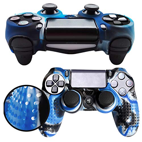 Th-some Fundas para Mando Sony PS4/ PS4 Pro/ PS4 Slim Dualshock 4, Silicona Camuflaje Carcasa Protectora Antideslizante para Play 4/ Playstation 4 (2 Pcs Camuflaje Rojo Azul)