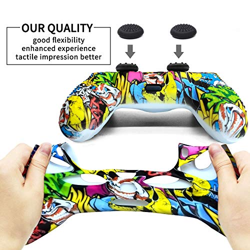 Th-some Fundas para Mando Sony PS4/ PS4 Pro/ PS4 Slim Dualshock 4, Silicona Camuflaje Carcasa Protectora Antideslizante para Play 4/ Playstation 4 (MulticolorC 2 Pcs)