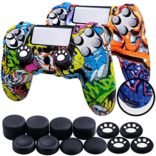 Th-some Fundas para Mando Sony PS4/ PS4 Pro/ PS4 Slim Dualshock 4, Silicona Camuflaje Carcasa Protectora Antideslizante para Play 4/ Playstation 4 (MulticolorC 2 Pcs)