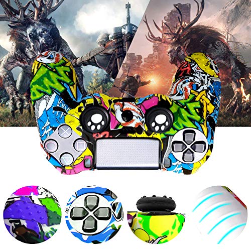 Th-some Fundas para Mando Sony PS4/ PS4 Pro/ PS4 Slim Dualshock 4, Silicona Camuflaje Carcasa Protectora Antideslizante para Play 4/ Playstation 4 (MulticolorC 2 Pcs)