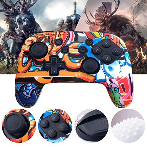 Th-some Fundas para Oficial de Nintendo Switch Pro Mando, Silicona Multicolor Carcasa Protectora Antideslizante para Nintendo Switch Pro Mando (D)