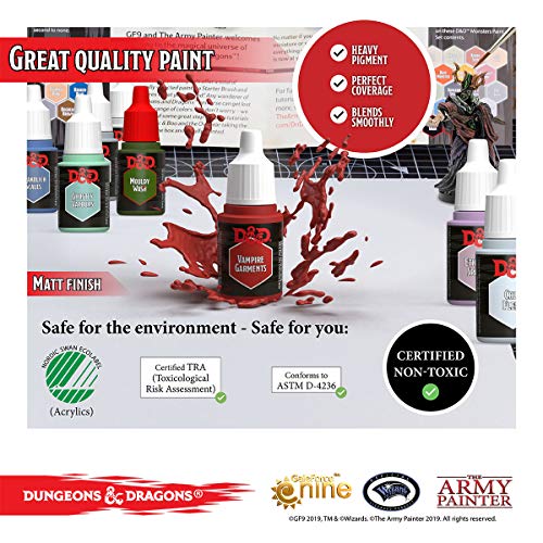 The Army Painter | Dungeons and Dragons | Nolzur’s Marvelous Pigments Undead Paint Set | 10 Pinturas Acrílicas y 1 figura miniatura Acererak