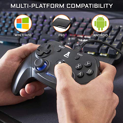 THE G-LAB K-Pad Thorium Mando Gaming PC & PS3 con USB - Vibración Incorporada - Joystick para PC con Windows XP-7-8-10, PS3, Android (con Cable)