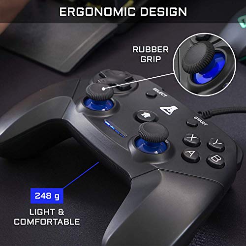 THE G-LAB K-Pad Thorium Mando Gaming PC & PS3 con USB - Vibración Incorporada - Joystick para PC con Windows XP-7-8-10, PS3, Android (con Cable)