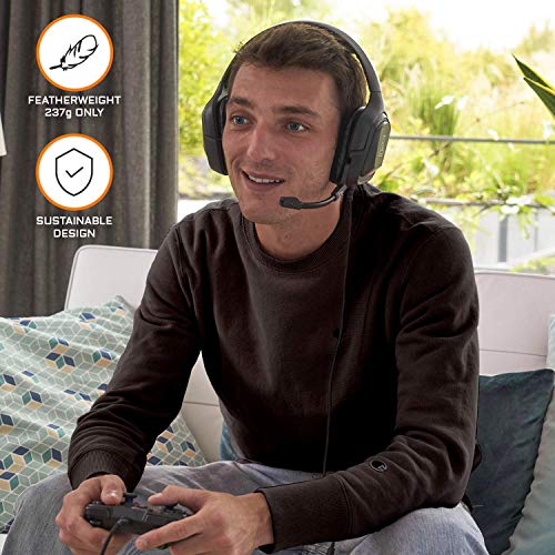 THE G-LAB Korp COBALT Auriculares Gaming - Auriculares estéreo, Ultra Ligero, Auriculares con Micrófono, Jack de 3.5 mm para PC, PS4, Xbox One, Mac, Tablet PC, Switch, Smartphone (Negro)