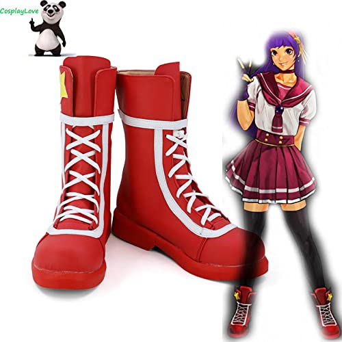 The King of Fighters XIV Asamiya Athena Red Shoes Cosplay Long Boots Leather Custom Made For Halloween 38 AsamiyaAthenaShoes