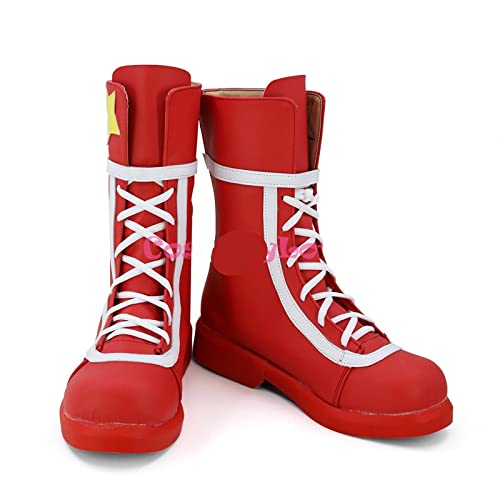 The King of Fighters XIV Asamiya Athena Red Shoes Cosplay Long Boots Leather Custom Made For Halloween 38 AsamiyaAthenaShoes