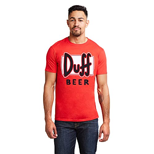 The Simpsons Duff Beer Camiseta, Rosso, XL para Hombre