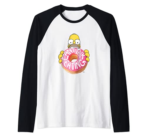 The Simpsons Homer Can't Talk Eating Donut Camiseta Manga Raglan