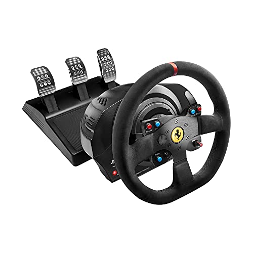 Thrustmaster T300 Ferrari Integral Alcantara Edition - Volante para PS4/PS3/PC - Force Feedback, 3 pedales - Funciona con juegos de PS5