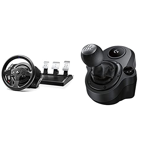 ThrustMaster T300Rs GT,Volante Y 3 Pedales,Ps4 Y Pc,Realsimulator Force Feedback,Motor Brushless + Logitech G Driving Force Palanca De Cambio para Volantes De Carreras G29, G920 Y G923, 6 Velocidades