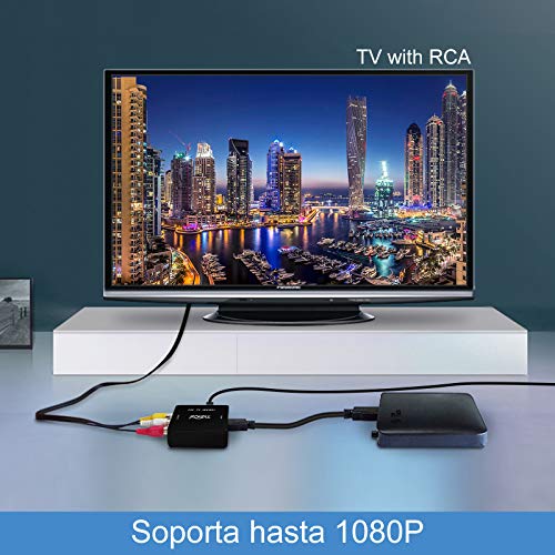 Tihokile HDMI a AV Adaptador 1080P HDMI a AV RCA CVBS Compuesto Video Audio Convertidor Apoyo PAL/NTSC para PC Laptop Wii PS3 PS4 TV STB VHS BLU-Ray DVD