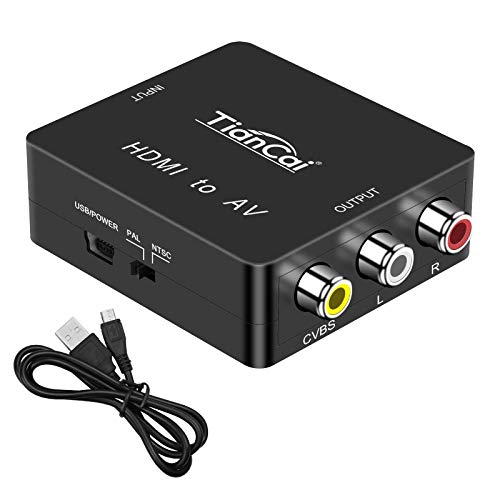 Tihokile HDMI a AV Adaptador 1080P HDMI a AV RCA CVBS Compuesto Video Audio Convertidor Apoyo PAL/NTSC para PC Laptop Wii PS3 PS4 TV STB VHS BLU-Ray DVD