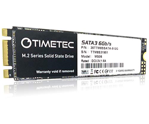Timetec 512GB SSD 3D NAND TLC SATA III 6Gb/s M.2 2280 NGFF 256TBW Read Speed Up to 530MB/s SLC Cache Performance Boost Internal Solid State Drive for PC Computer Laptop and Desktop (512GB)
