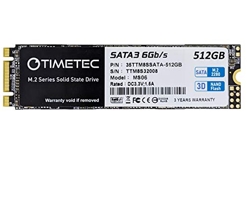 Timetec 512GB SSD 3D NAND TLC SATA III 6Gb/s M.2 2280 NGFF 256TBW Read Speed Up to 530MB/s SLC Cache Performance Boost Internal Solid State Drive for PC Computer Laptop and Desktop (512GB)