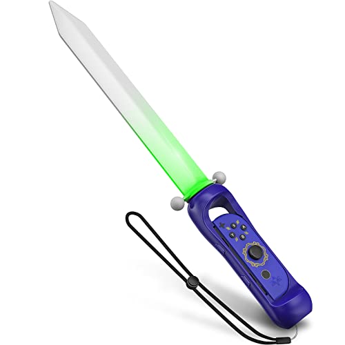 TiMOVO Agarre de Juegos Compatible con Nintendo Switch OLED/Switch Joy-Con Controlador, LED Mango en Forma de Sable de Luz, Accesorio de Mandos para la Leyenda de Zelda: Espada del Cielo - Índigo