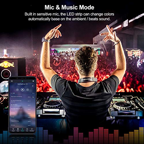 Tiras LED, Luces Led Habitación 10 Metros, Bonve pet Tiras LED RGB 5050 SMD Bluetooth Musical con IR Control Remoto 40 Teclas y APP, 16 Milliones de Colores para Decoración Cocina Fiesta Navidad