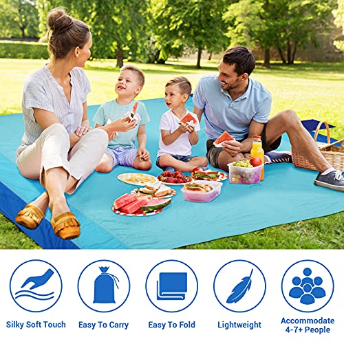 Toalla Playa Grande Esterilla Playa - Manta Picnic Impermeable 210 X 200cm Playa Accesorios Alfombra Playa Antiarena, Manta Playa Toalla Antiarena Playa con 4 Clavos Fijos para Playa, Camping, Picnic
