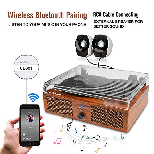 Tocadiscos de Vinilo Bluetooth con Altavoces internos y Cinturones USB accionados por un gramófono Retro-3 velocidades de Entretenimiento y decoración Familiar.