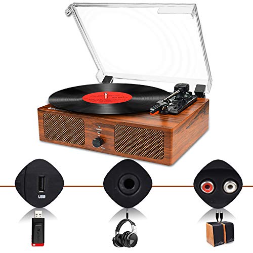 Tocadiscos de Vinilo Bluetooth con Altavoces internos y Cinturones USB accionados por un gramófono Retro-3 velocidades de Entretenimiento y decoración Familiar.