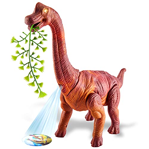 TOEY PLAY Juguete de Dinosaurio, Braquiosaurio Figura Animals con Poniendo Dinosaurios Huevos, Proyección, Luz y Sonido, Juguetes Niños Niñas 3 4 5 Años