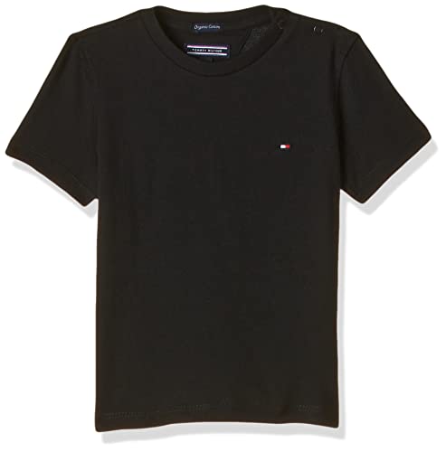 Tommy Hilfiger T Camiseta Básica de Manga Corta, Negro (Meteorite), 164 (Talla del Fabricante: 14-15) para Niños
