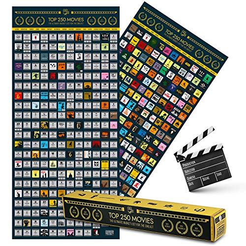 Top 250 Movie Bucket List Scratch Poster XXL - La última lista de guía de películas para rascar con las mejores películas de todos los tiempos como un póster de película para rascar 100 x 45 cm