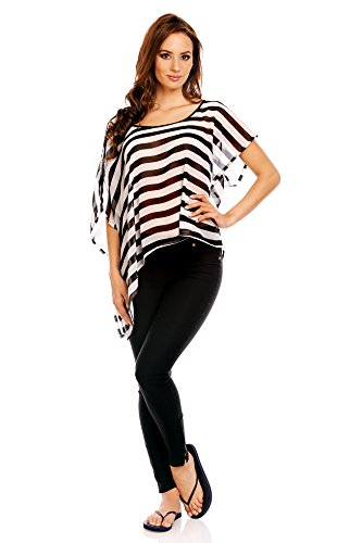 Top pareo Mia Suri Women´s Summer Beach negro Black/White Stripes 38