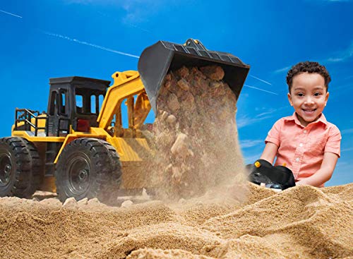 TopRace Cargador frontal funcional completo de 6 canales, control remoto RC Tractor excavadora de construcción con luces y sonidos de 2,4 GHz. TR-113G