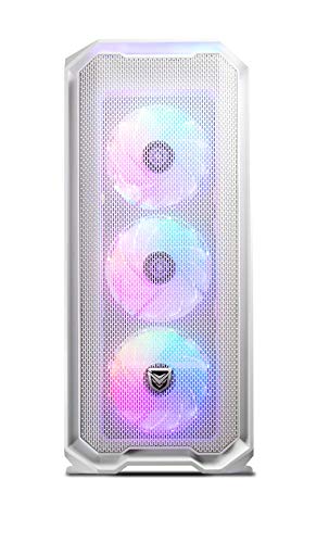 Torre Gaming Nfortec Krater para PC con Cristal Templado y 4 Ventiladores RGB de 120mm incluidos (compatible con placas base de Gigabyte, Asus y MSI) Color Blanco