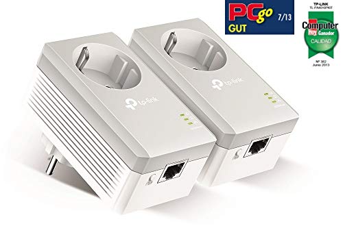 TP-Link TL-PA4010P Kit Powerline con enchufe adicional, AV 600 Mbps en Powerline, 1 puerto ethernet, homeplug AV, sin wifi, solución para dispositivos con cable como PC, decodificador Sky, PS4