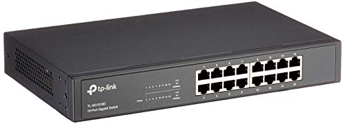 TP-Link TL-SG1016D - Gigabit Ethernet con 16 Puertos (Conmutador no Gestionado, Plug and Play, Metal, Escritorio, montaje en bastidor, sin Ventilador, Vida Útil Limitada)