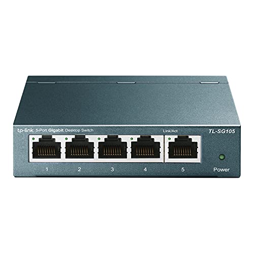 TP-Link TL-SG105 - Switch 5 Puertos 10/100/1000 MBps Switch ethernet, Switch gigabit, Indicador del estado, acero inoxidable con Super disipación de calor, IGMP snooping, QoS, Negro