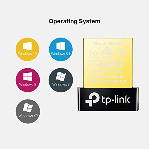 TP-Link UB400 Nano - Adaptador Bluetooth 4.0 USB Dongle para ordenador, portatil, auriculares, altavoz, teclado, compatible con Windows 10, 8, 8.1,7, XP, Vista