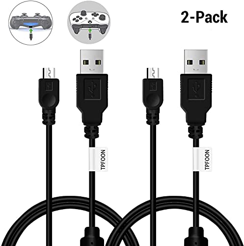 TPFOON 2 Pack Cable de Carga para Mando PlayStation 4 (3M) - Cable Micro USB para Controlador PS4/DualShock 4/PS4 Slim/PS4 Pro/Xbox One/Xbox One S/Xbox One Elite/Xbox One X