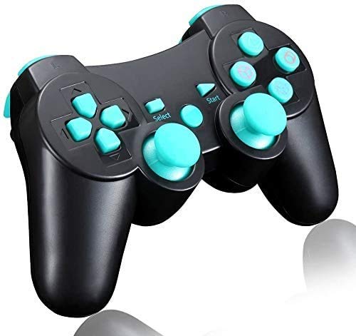 TPFOON Mando Inalámbrico Compatible para PS3, Wireless Bluetooth Controlador Gamepad Joystick Compatible para Playstation 3 con Función SIXAXIS y Doble Vibración, Incluye Cable de Carga