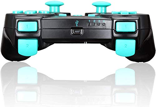 TPFOON Mando Inalámbrico Compatible para PS3, Wireless Bluetooth Controlador Gamepad Joystick Compatible para Playstation 3 con Función SIXAXIS y Doble Vibración, Incluye Cable de Carga