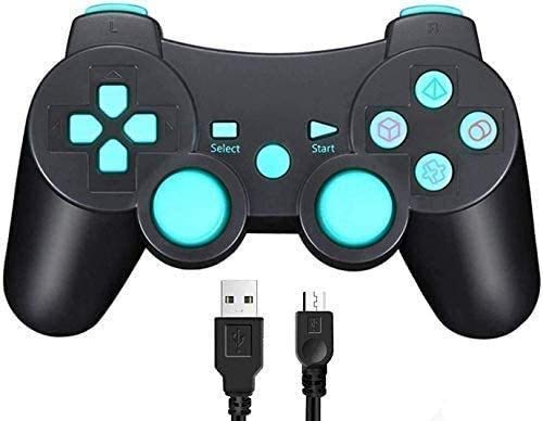 TPFOON Mando Inalámbrico Compatible para PS3, Wireless Bluetooth Controlador Gamepad Joystick Compatible para Playstation 3 con Función SIXAXIS y Doble Vibración, Incluye Cable de Carga