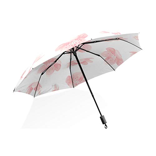 Traveling Beach Umbrella Pink Cheery Blossom Sakura Flower Windproof Umbrellas For Travel Rain & Wind Resistant Compact and Lightweight For Business and Travels