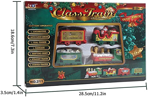 Tren Clásico Infantil Conjunto Navideño de Vías,Eléctrico Trenes sobre Raíles,Decoración del árbol de Navidad del hogar de la Fiesta del Tren de Papá Noel