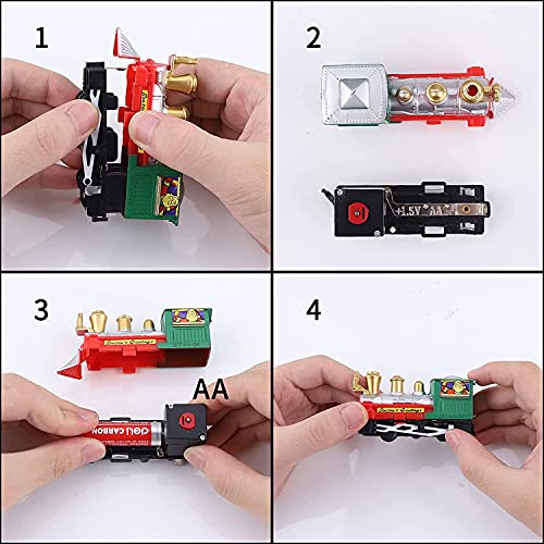 Tren Clásico Infantil Conjunto Navideño de Vías,Eléctrico Trenes sobre Raíles,Decoración del árbol de Navidad del hogar de la Fiesta del Tren de Papá Noel