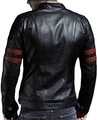 Trendtales Chaqueta de cuero para hombre, piel de cordero, Negro TTKL767 XXL